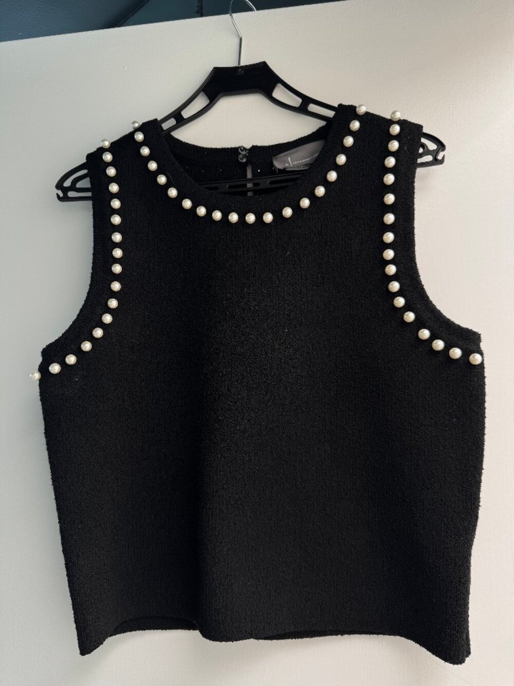 Anthropologie Pearl Trim Black Sweater Tank Small NWT